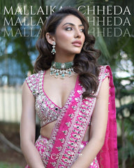 Gorgeous Pink Georgette Thread Work Lehenga Choli