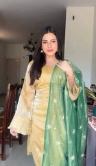 Ravishing Gold Choo Silk Embroidery Work Kurti