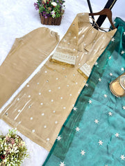 Ravishing Gold Choo Silk Embroidery Work Kurti