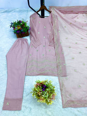 Awesome Pink Silk Embroidery Work Kurti
