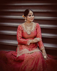 Trendy Red Organza Sequence Work Top With Lehenga