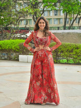 Trendy Red Georgette Digital Print Palazzo With Koti
