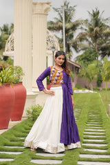 Dandiya Special Ravishing Purple Cotton Gamthi Work Lehenga Choli