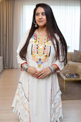 Ravishing White Khadi Cotton Embroidery Work Co-ord Set