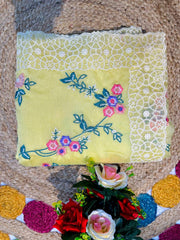 Lovely Off White Organza Embroidery Saree