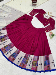 Ravishing Wine Rayon Mirror Work Lehenga Choli
