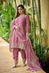 Stylish Pink Organza Work Salwar Suit