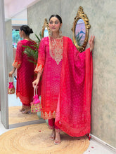 Designer Pink Crepe Embroidery Straight Salwar Suit