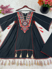 Pretty Black Khadi Cotton Embroidery Work Co-ord Set