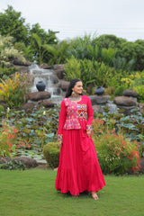 Amazing Pink Rayon Kutchi Work Gown