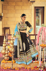 Lovely Black Rayon Embroidery Work Lehenga Choli For Navratri Wear