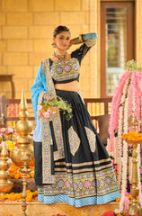 Lovely Black Rayon Embroidery Work Lehenga Choli For Navratri Wear