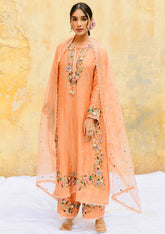 Gorgeous Peach Georgette Sequence Work Palazzo Suit