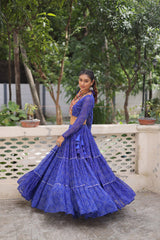 Awesome Pink Georgette Embroidered Lehenga Choli For Garba