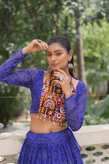 Awesome Pink Georgette Embroidered Lehenga Choli For Garba