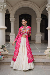 Lovely Pink Cotton Bandhani Work Lehenga For Navratri
