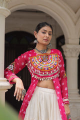 Lovely Pink Cotton Bandhani Work Lehenga For Navratri