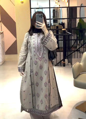 Stylish Beige Georgette Sequence Work Straight Kurti With Palazzo