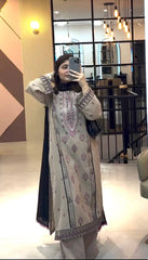 Stylish Beige Georgette Sequence Work Straight Kurti With Palazzo