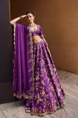 Lovely Purple Thai Silk Zari Work Lehenga Choli