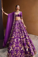 Lovely Purple Thai Silk Zari Work Lehenga Choli