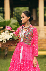 Ravishing Pink Cotton Embroidery Lehenga Choli