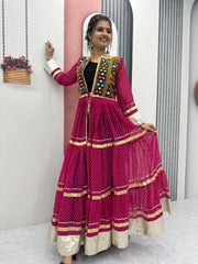 Gorgeous Pink Georgette Gamathi Work Shrug With Choli