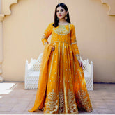 Exclusive Yellow Georgette Sequence Work Gown
