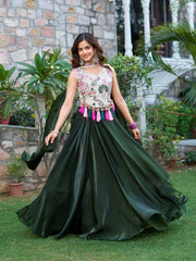 Ravishing Green Silk Embroidery Lehenga Choli