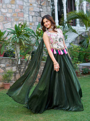 Ravishing Green Silk Embroidery Lehenga Choli