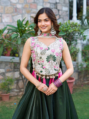 Ravishing Green Silk Embroidery Lehenga Choli