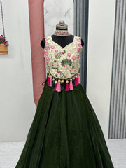 Ravishing Green Silk Embroidery Lehenga Choli