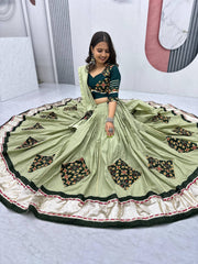 Awesome Pista Cotton Ribbon Work Lehenga Choli