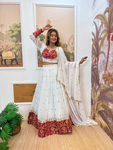 Fancy White Georgette Embroidery Lehenga Choli