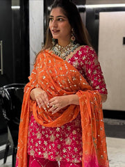 Ravishing Red Georgette Sequence Work Sharara Suit