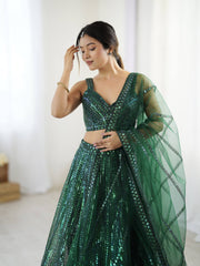 Fancy Green Net Dori Work Lehenga Choli