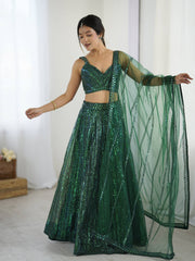 Fancy Green Net Dori Work Lehenga Choli