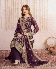 Glorious Purple Fox Georgette Sequence Work Palazzo Suit