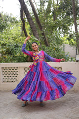 Ravishing Red Georgette Kutchi Work Gown