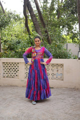 Ravishing Red Georgette Kutchi Work Gown