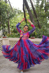 Ravishing Red Georgette Kutchi Work Gown