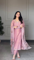 Lovely Pink Sequence Work Straight Salwar Suit