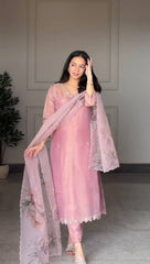 Lovely Pink Sequence Work Straight Salwar Suit