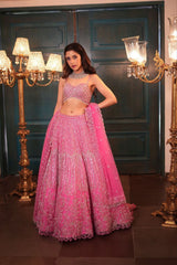 Wedding Collection Pink Net Dori Work Lehenga Choli