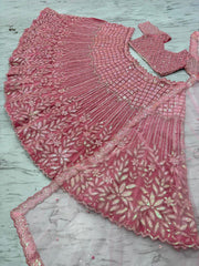Wedding Collection Pink Net Dori Work Lehenga Choli