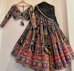 Lovely Black Georgette Digital Print Lehenga Choli