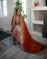 Bridal Wear Orange Color Designer Punjabi Suit