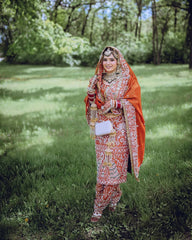 Bridal Wear Orange Color Designer Punjabi Suit