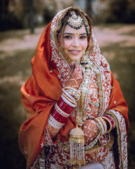 Bridal Wear Orange Color Designer Punjabi Suit