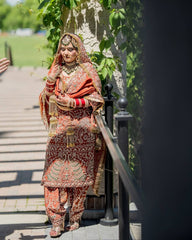 Bridal Wear Orange Color Designer Punjabi Suit